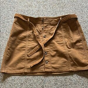 Brown Corduroy Button-Up Skirt